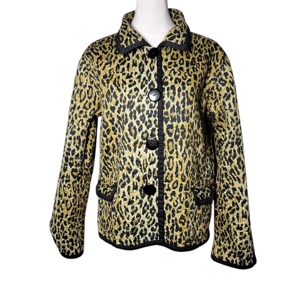 Reversible Quilted Jacket Black Leopard Animal Print Art To Wear Quiet Luxury